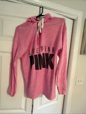 PINK Victoria's Secret Pink Hooded Sweatshirt with Black Logo